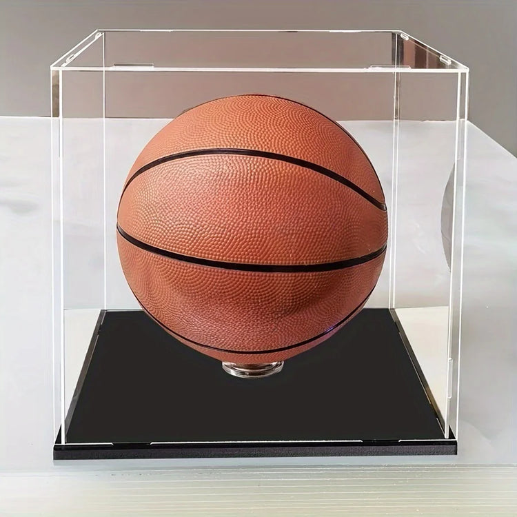 1 acrylic assembly display box, football and basketball display collection, (complimentary circular base accessory * 1)