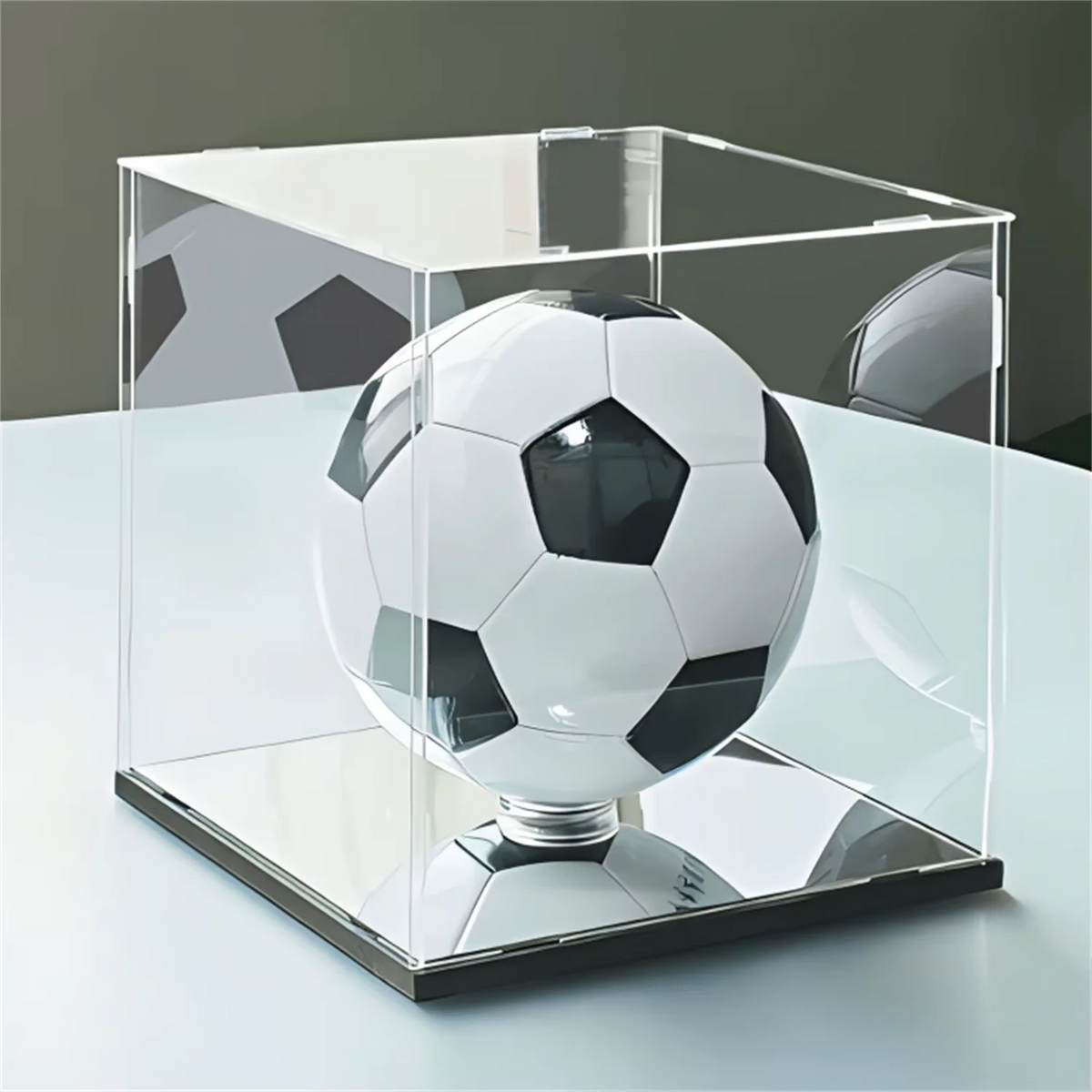 1 acrylic assembly display box, football and basketball display collection, (complimentary circular base accessory * 1)