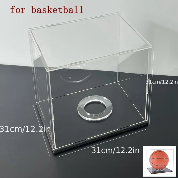 1 acrylic assembly display box, football and basketball display collection, (complimentary circular base accessory * 1)