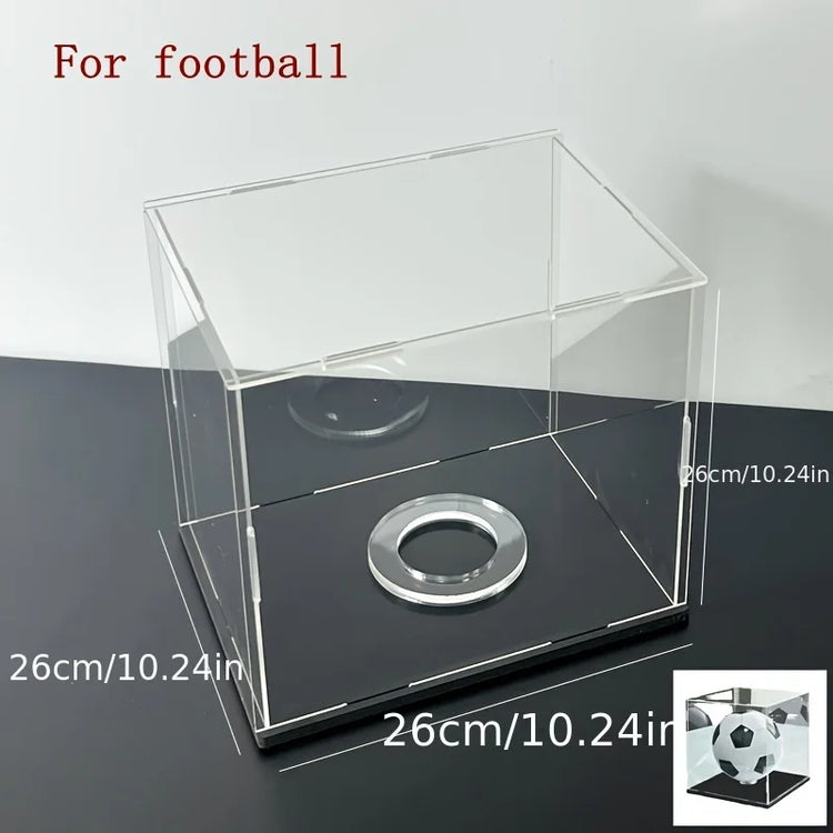 1 acrylic assembly display box, football and basketball display collection, (complimentary circular base accessory * 1)
